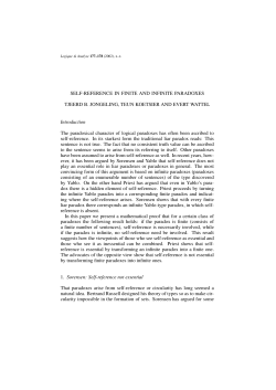 SELF-REFERENCE IN FINITE AND INFINITE PARADOXES