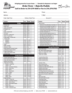 Mainstreet Order Form