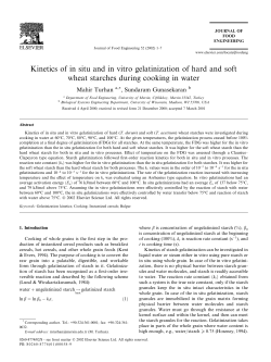 Kinetics of in situ and in vitro gelatinization of hard and soft wheat