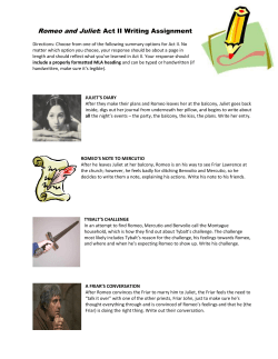 Romeo and Juliet: Act II Writing Assignment - masuk-language-arts