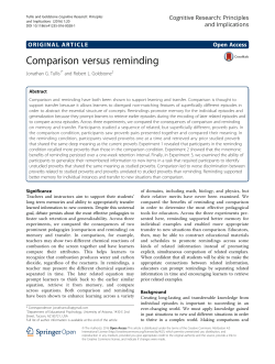 Comparison versus reminding. Cognitive Research