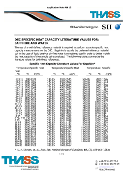 dsc specific heat capacity literature values for: sapphire and water