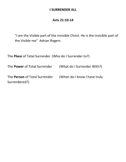 I SURRENDER ALL Acts 21:10-14 "I am the Visible part of the