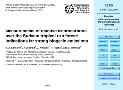Measurements of reactive chlorocarbons over the Surinam