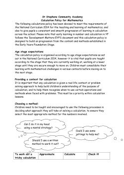 Addition Calculations - St Stephens Community Academy