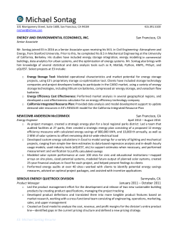 Michael Sontag - Energy and Environmental Economics, Inc.