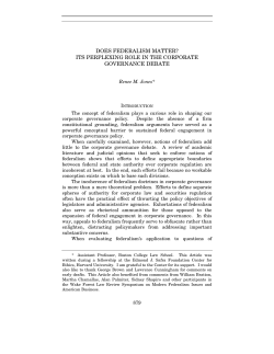 DOES FEDERALISM MATTER? ITS PERPLEXING ROLE IN THE