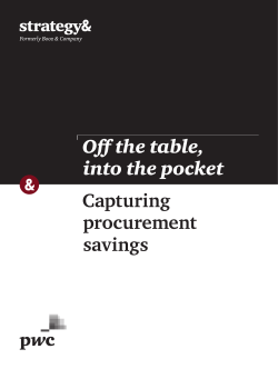 Capturing procurement savings Off the table, into the pocket