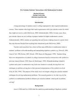 1 Pre-Calculus Students` Interactions with Mathematical Symbols