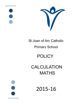calculation maths policy - St Joan of Arc Roman Catholic Primary