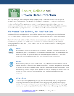 Secure, Reliable and Proven Data Protection