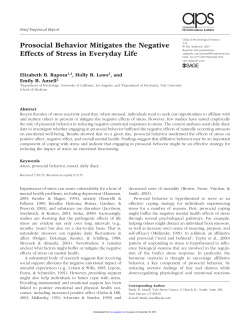Prosocial Behavior Mitigates the Negative Effects of Stress in
