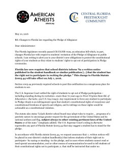 May 10, 2016 RE: Changes to Florida law