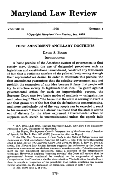 First Amendment Ancillary Doctrines