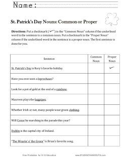 St. Patrick`s Day Nouns: Common or Proper