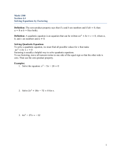 Math 1300 Section 4.4 Solving Equations by Factoring Definition