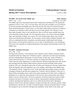 Medieval Institute Undergraduate Courses Spring 2011 Course