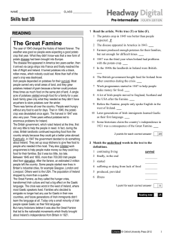 The Great Famine - Materiale Scienze della Formazione Primaria