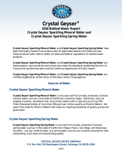 2016 Bottled Water Report - Crystal Geyser Sparkling Water
