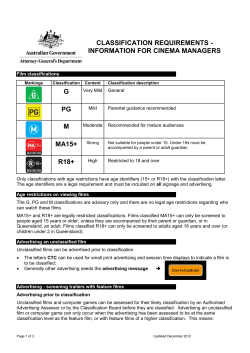 Cinema managers - Australian Classification