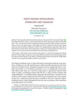 first degree entailment, symmetry and paradox