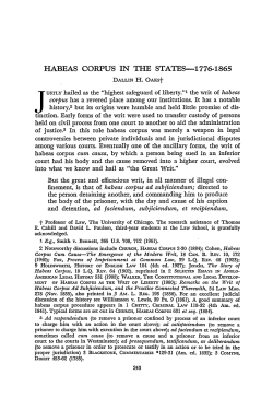 Habeas Corpus in the States: 1776-1865