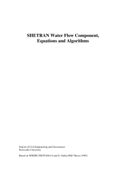 SHETRAN Water Flow Component, Equations and Algorithms