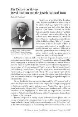 The Debate on Slavery: David Einhorn and the Jewish Political Turn