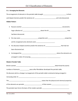 Ch. 5 Classification of Elements Study Guide