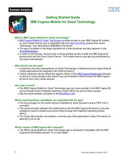Getting Started Guide IBM Cognos Mobile for Good Technology