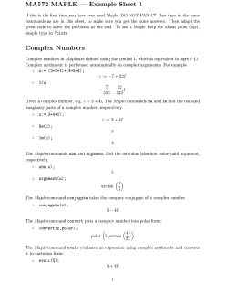 MA572 MAPLE Example Sheet 1 If this is the first time you have ever