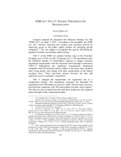 63 JOBS ACT TITLE V: RAISING THRESHOLD FOR