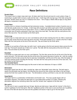 Race Definitions - Boulder Valley Velodrome