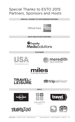 Special Thanks to ESTO 2015 Partners, Sponsors and Hosts