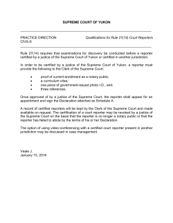 SUPREME COURT OF YUKON PRACTICE DIRECTION Qualifications