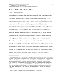 The Good of Others: A Stoic Reading of Plato