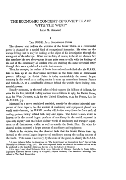 The Economic Content of Soviet Trade With the West