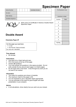 IGCSE SCIENCE CHEMISTRY Specimen Question Paper