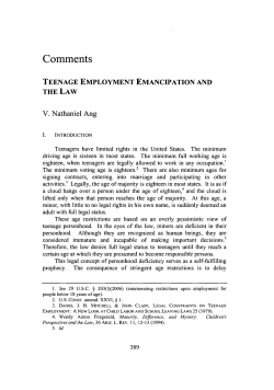 Teenage Employment Emancipation and the Law