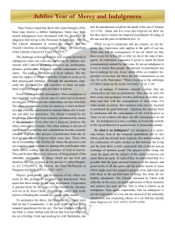 Jubilee Year of Mercy and Indulgences