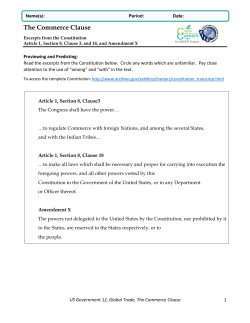 The Commerce Clause - Deputy Sector Navigator Global Trade