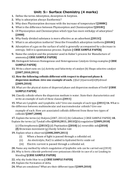 Unit: 5:- Surface Chemistry (4 marks)