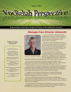 Message from Director Ashworth - WV Division of Rehabilitation