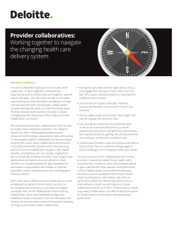 Provider collaboratives: Working together to navigate the changing