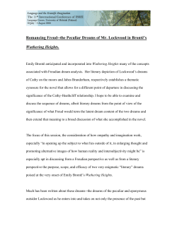 the Peculiar Dreams of Mr. Lockwood in Bront&euml;`s Wuthering Heights.