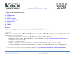 US History EOC - Louisiana Believes