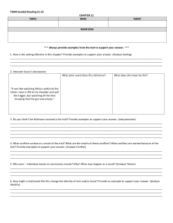 TKAM Guided Reading 21-25 CHAPTER 21 TOPIC WHO WHAT