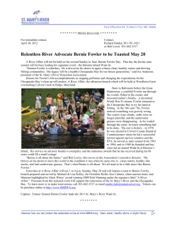 Posted April 30, 2012 - St. Mary`s River Watershed Association