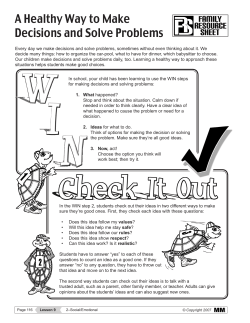 A Healthy Way to Make Decisions and Solve Problems