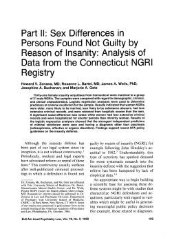 Sex Differences in Persons Found Not Guilty by Reason of Insanity